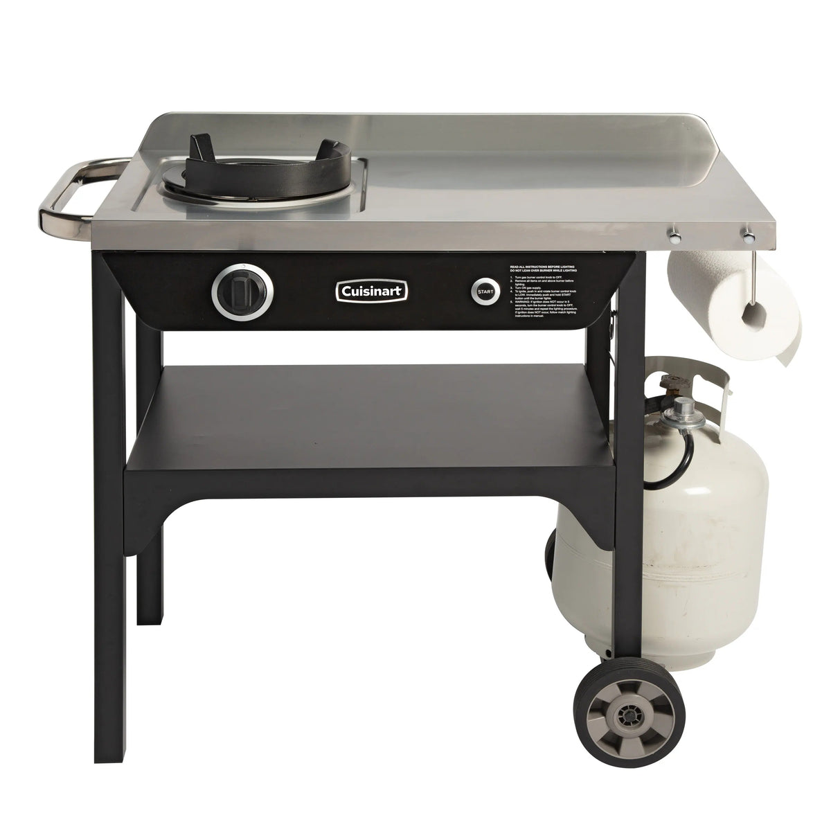 Outdoor Wok Station, 50,000 BTU Propane Outdoor Wok Burner w Prep Table, 14 Carbon Steel Wok for Stir Fry, Searing, BBQ Black