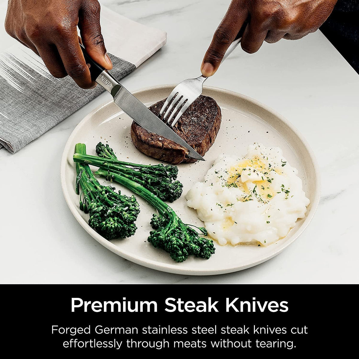 K32017 17 Piece Premium Knife System Block Set with Built-in Sharpener, Stainless Steel/Black
