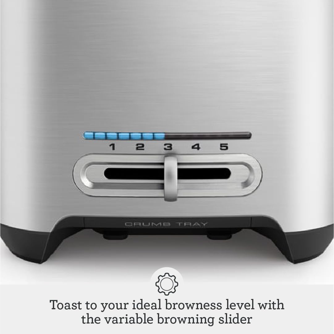 Die-Cast Smart Toaster, 2-Slice, Brushed Stainless Steel