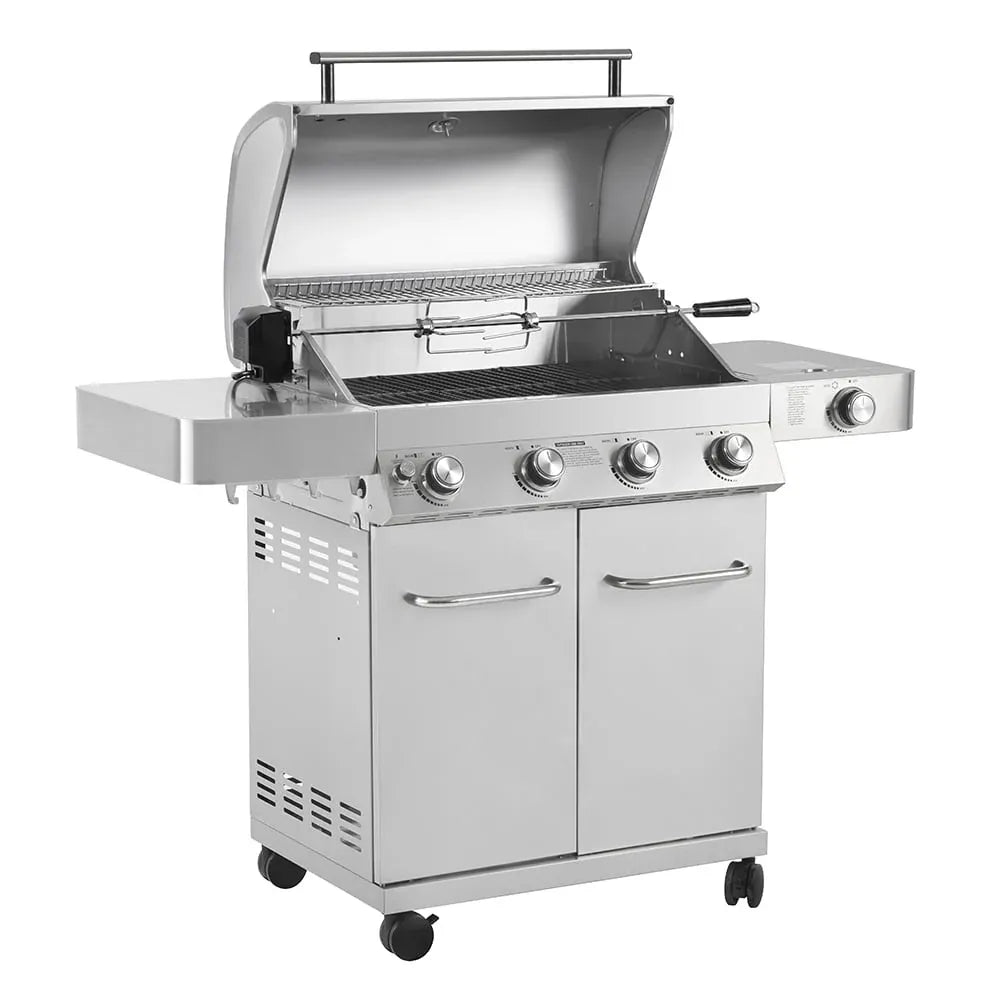17842 Stainless Steel 4 Burner Propane Gas Grill with Rotisserie Configuration B