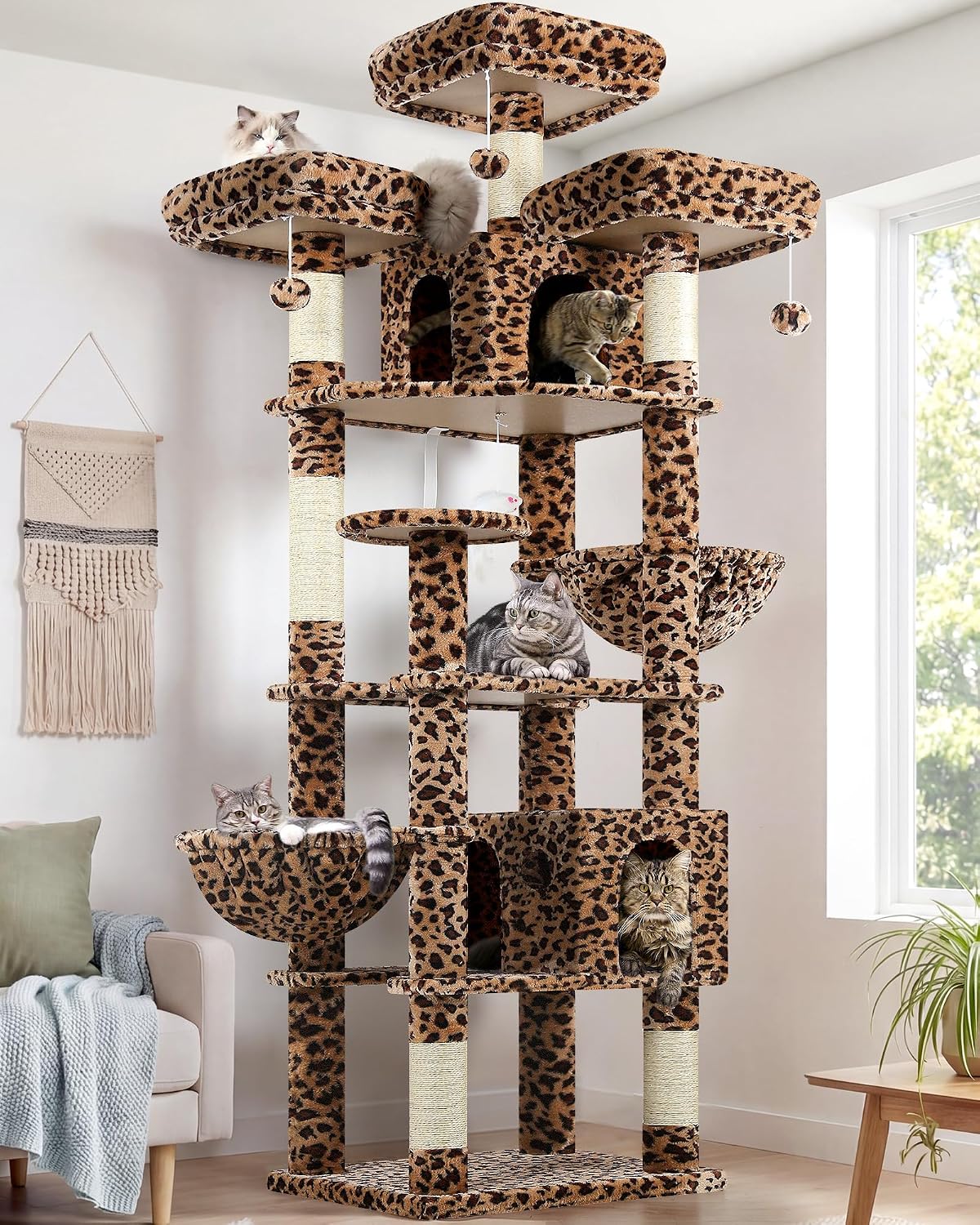 Globlazer Cat Tree Tower for Multiple Adult Cats, 82in, F82, Dark Grey