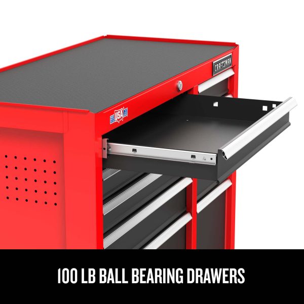 26-Inch W x 36.5-Inch H 5-Drawer Steel Rolling Cabinet, Red