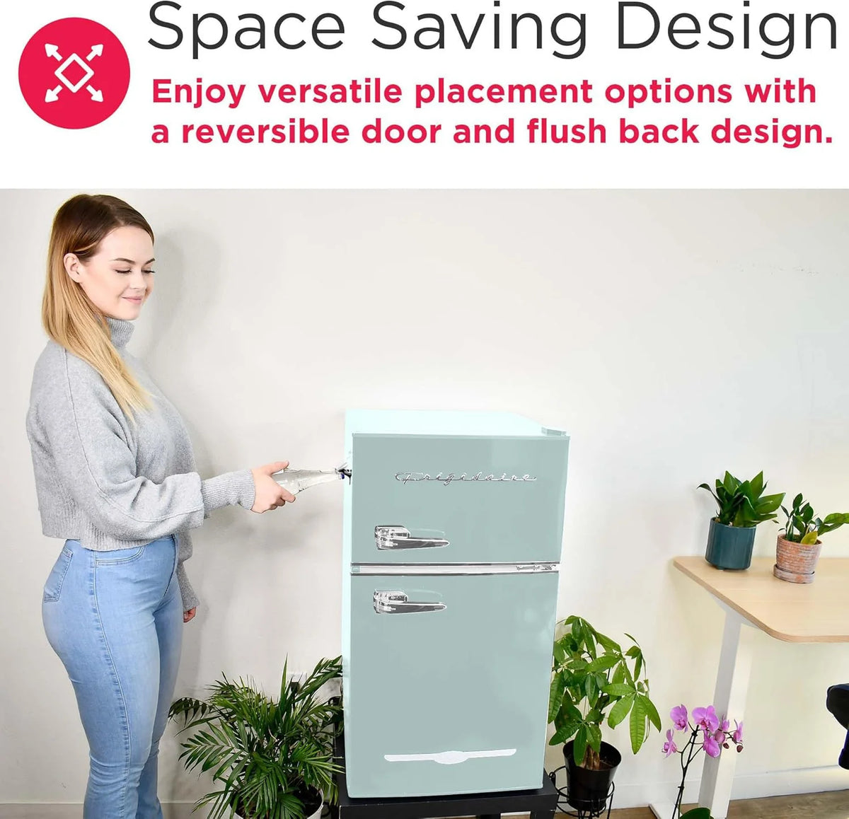 Retro Mini Fridge with Freezer& Side Bottle Opener-Small 2 Door Refrigerator for Office Bar or College Dorm Room-3.1 Cu Ft 19 "D x 20.5" W x 33.5" H