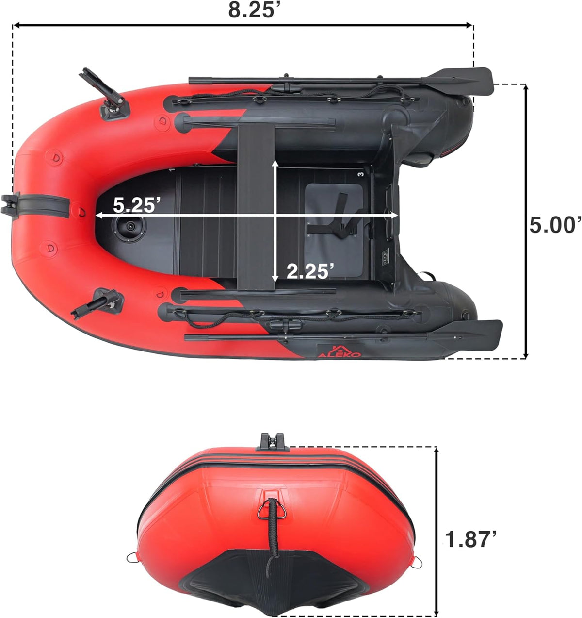 Inflatable Boat| Yacht Dinghy Tender Raft| Multi Person Fishing Boat| Aluminum Floor Oars| Fishing Rod Holders| Heavy-Duty PVC| 2024 Model