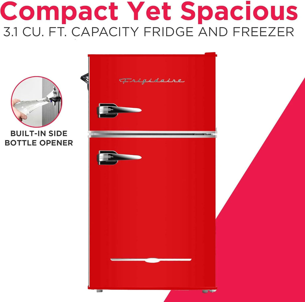 Retro Mini Fridge with Freezer& Side Bottle Opener-Small 2 Door Refrigerator for Office Bar or College Dorm Room-3.1 Cu Ft 19 "D x 20.5" W x 33.5" H