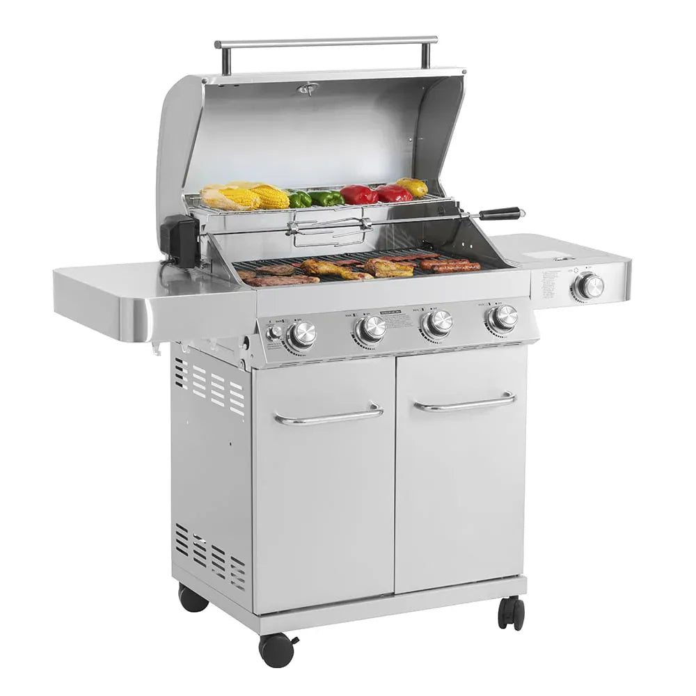 17842 Stainless Steel 4 Burner Propane Gas Grill with Rotisserie