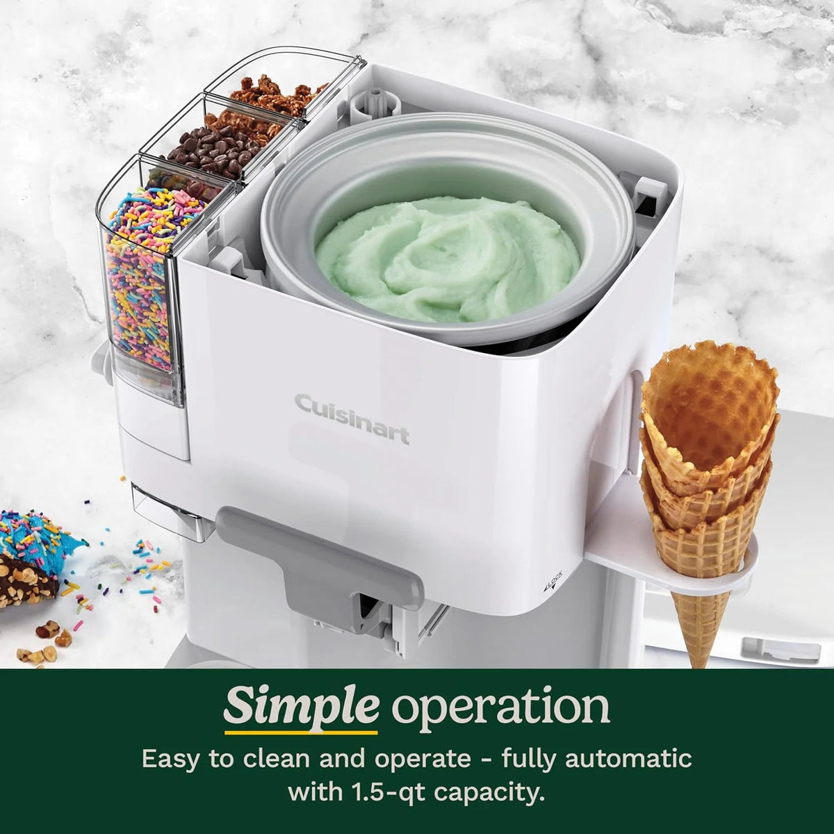 Soft Serve Ice Cream Machine- Mix It In Ice Cream Maker for Frozen Yogurt, Sorbet, Gelato, Drinks 1.5 Quart, White, ICE-48