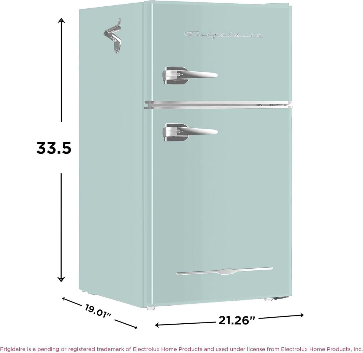 Retro Mini Fridge with Freezer& Side Bottle Opener-Small 2 Door Refrigerator for Office Bar or College Dorm Room-3.1 Cu Ft 19 "D x 20.5" W x 33.5" H