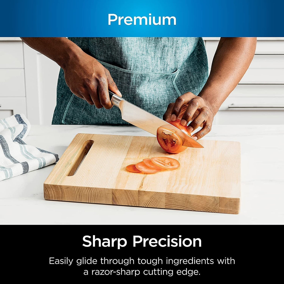 K32017 17 Piece Premium Knife System Block Set with Built-in Sharpener, Stainless Steel/Black