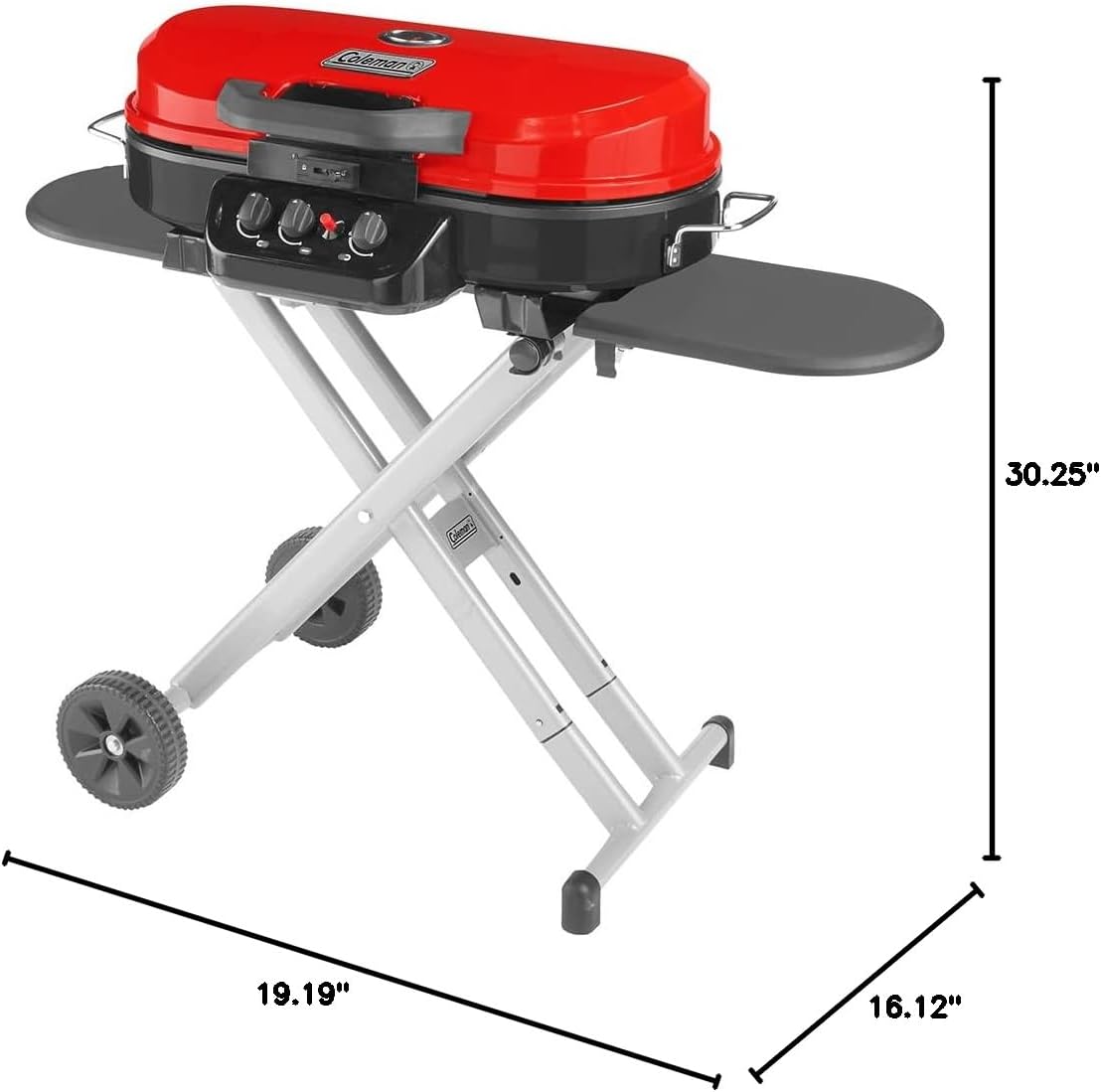 Portable Stand-Up Propane Grill with 3 Adjustable Burners& Instastart Ignition, 20,000 BTUs of Power for Outdoor Cooking
