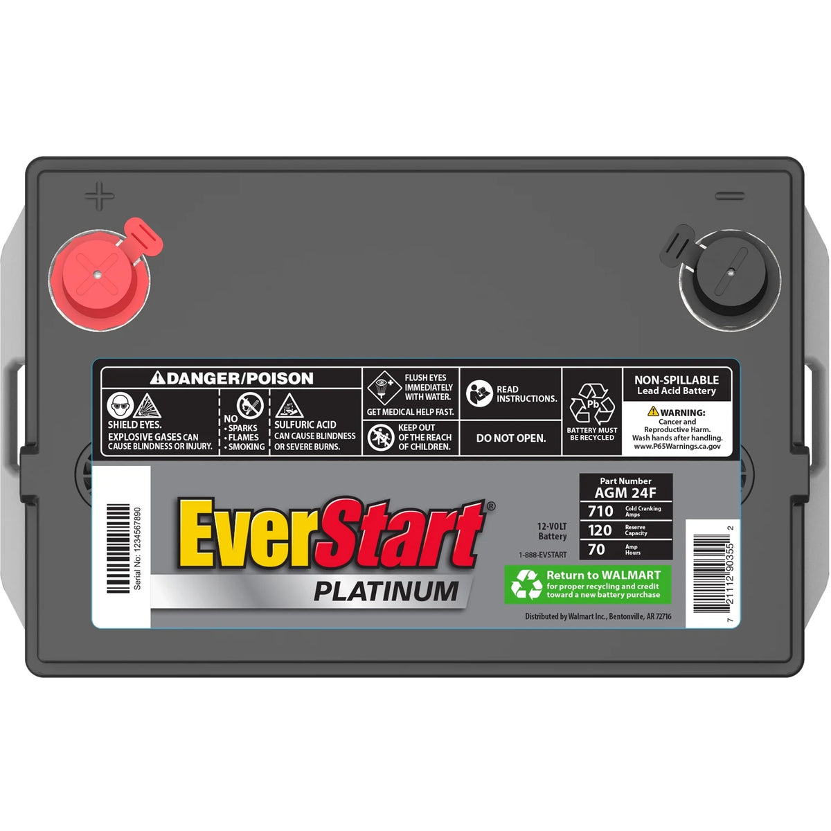 Automotive Battery, Group Size 24F 12 Volt, 750 CCA - MadeInUSA