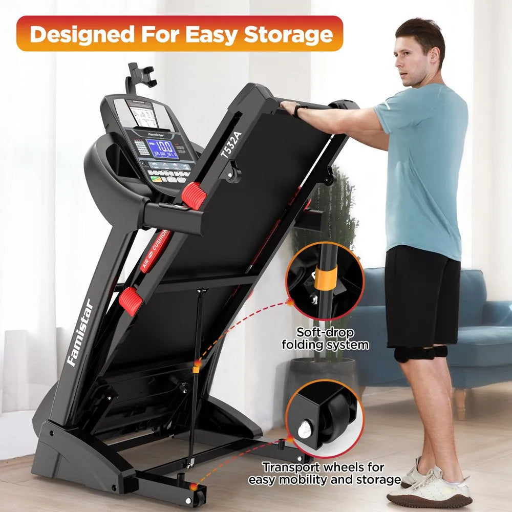 Folding Treadmill for Home with 15 Levels Auto Incline, 300LB Capcity, 10MPH Fast Speed Controls