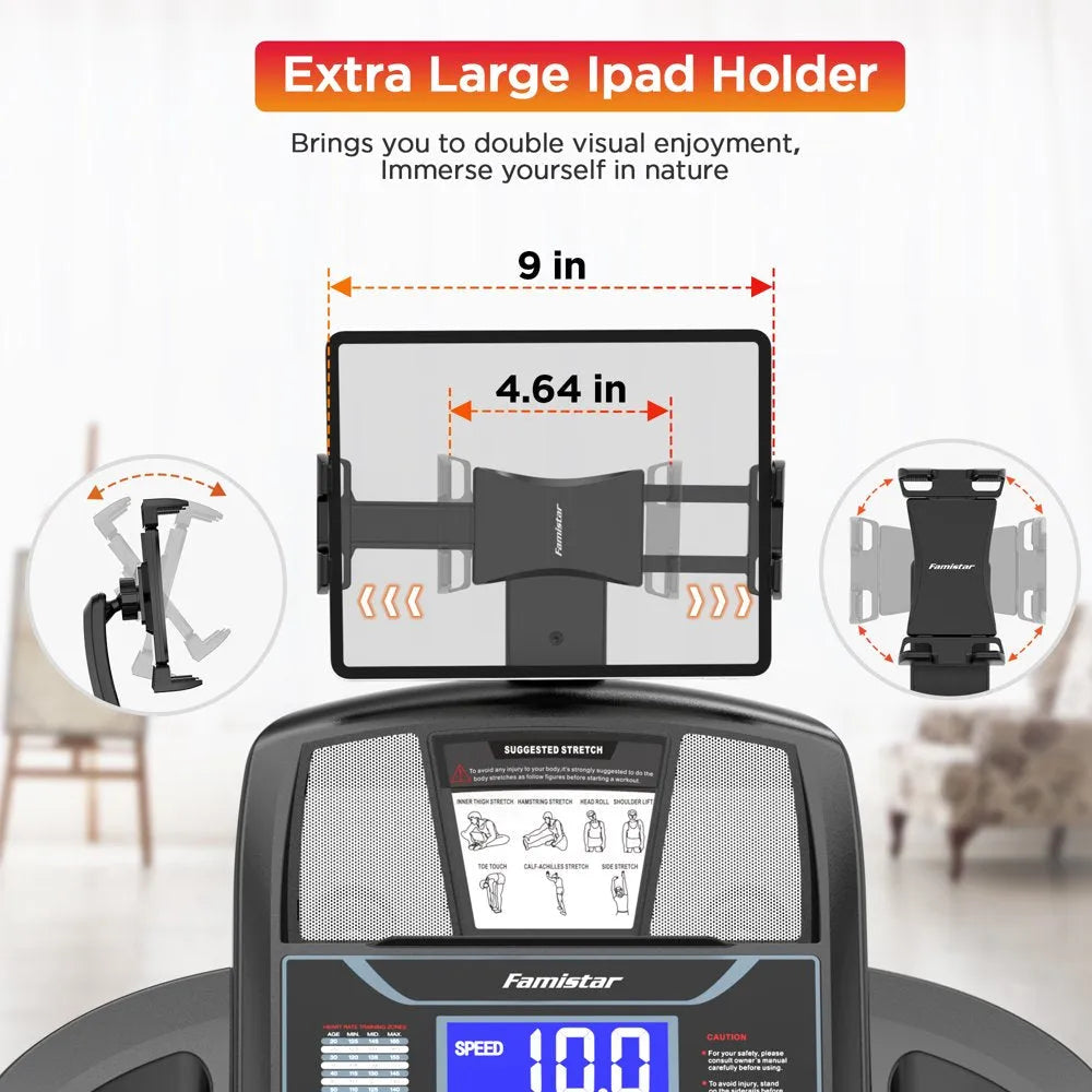 Folding Treadmill for Home with 15 Levels Auto Incline, 300LB Capcity, 10MPH Fast Speed Controls