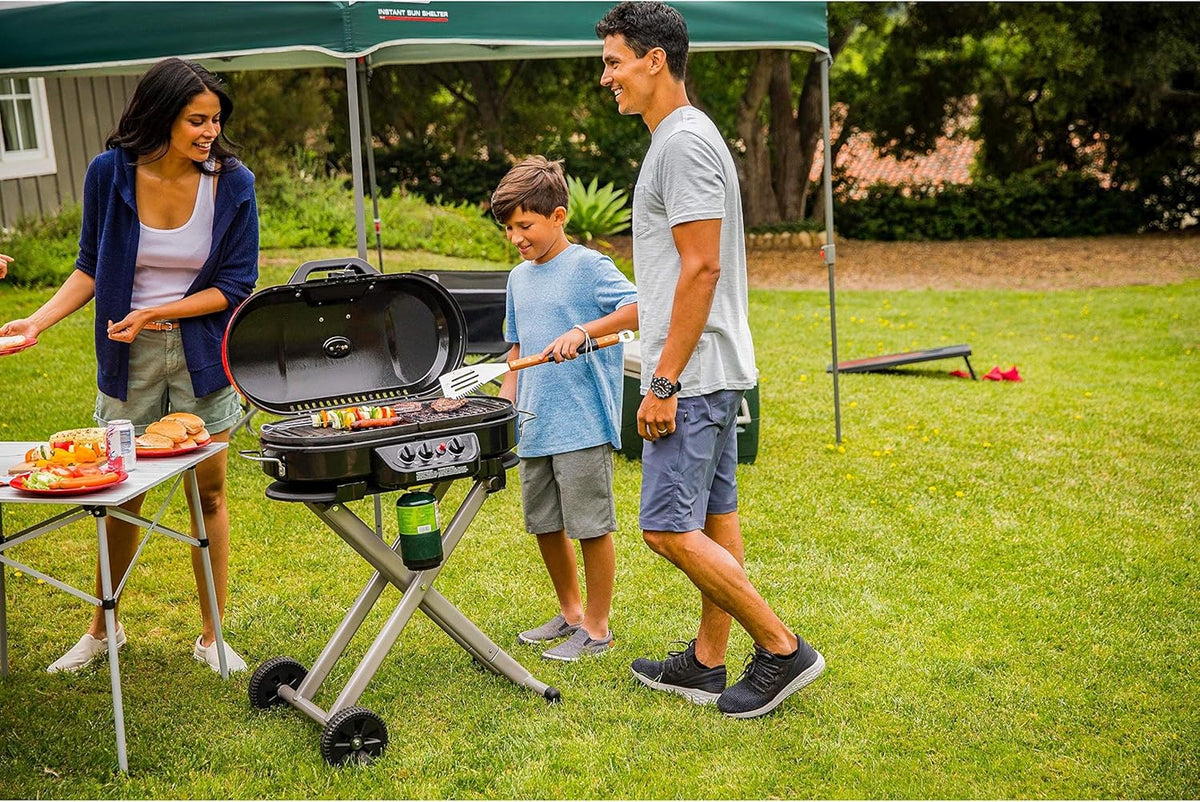 Portable Stand-Up Propane Grill with 3 Adjustable Burners& Instastart Ignition, 20,000 BTUs of Power for Outdoor Cooking