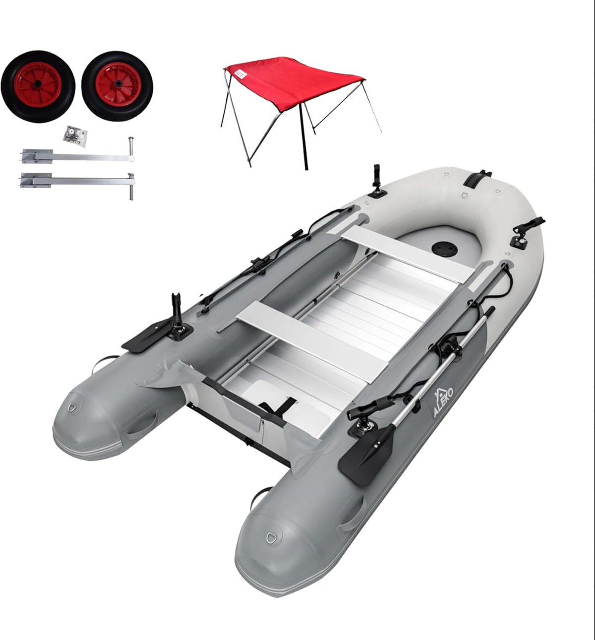 Inflatable Boat| Yacht Dinghy Tender Raft| Multi Person Fishing Boat| Aluminum Floor Oars| Fishing Rod Holders| Heavy-Duty PVC| 2024 Model