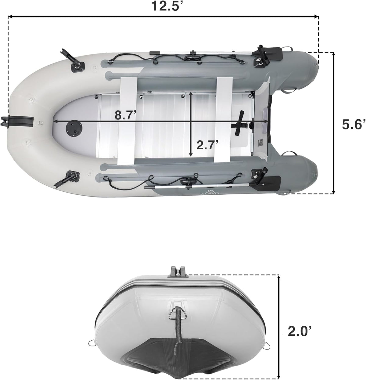 Inflatable Boat| Yacht Dinghy Tender Raft| Multi Person Fishing Boat| Aluminum Floor Oars| Fishing Rod Holders| Heavy-Duty PVC| 2024 Model