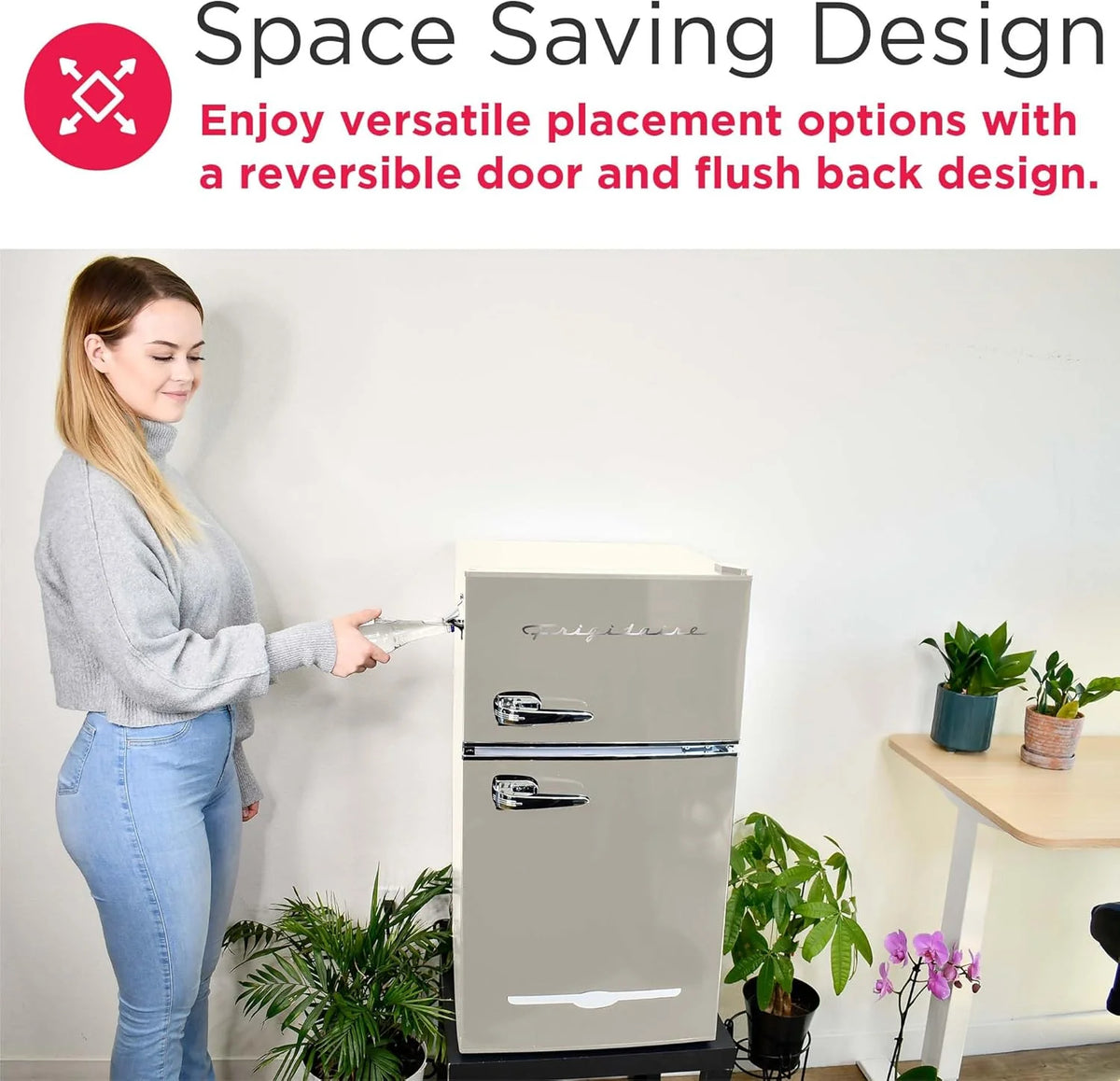 Retro Mini Fridge with Freezer& Side Bottle Opener-Small 2 Door Refrigerator for Office Bar or College Dorm Room-3.1 Cu Ft 19 "D x 20.5" W x 33.5" H
