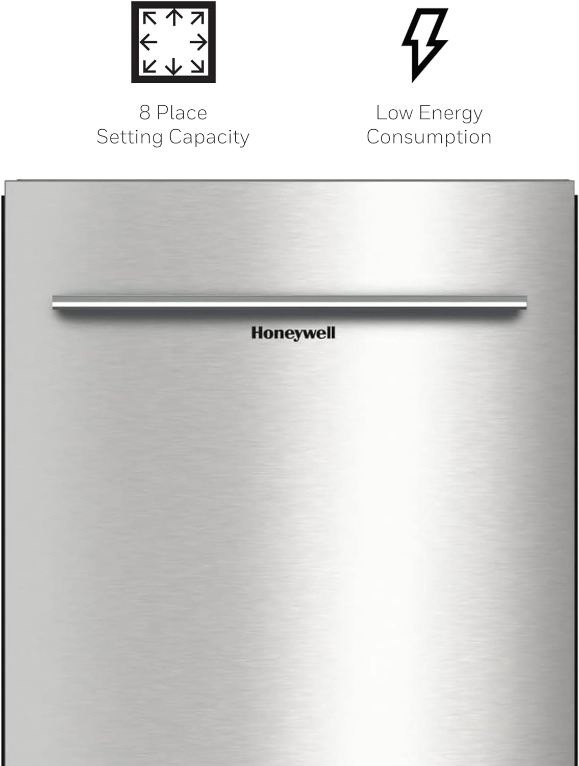 18 Inch Dishwasher with 8 Place settings, 6 Washing Programs, Stainless Steel Tub, UL/Energy Star- Stainless Steel