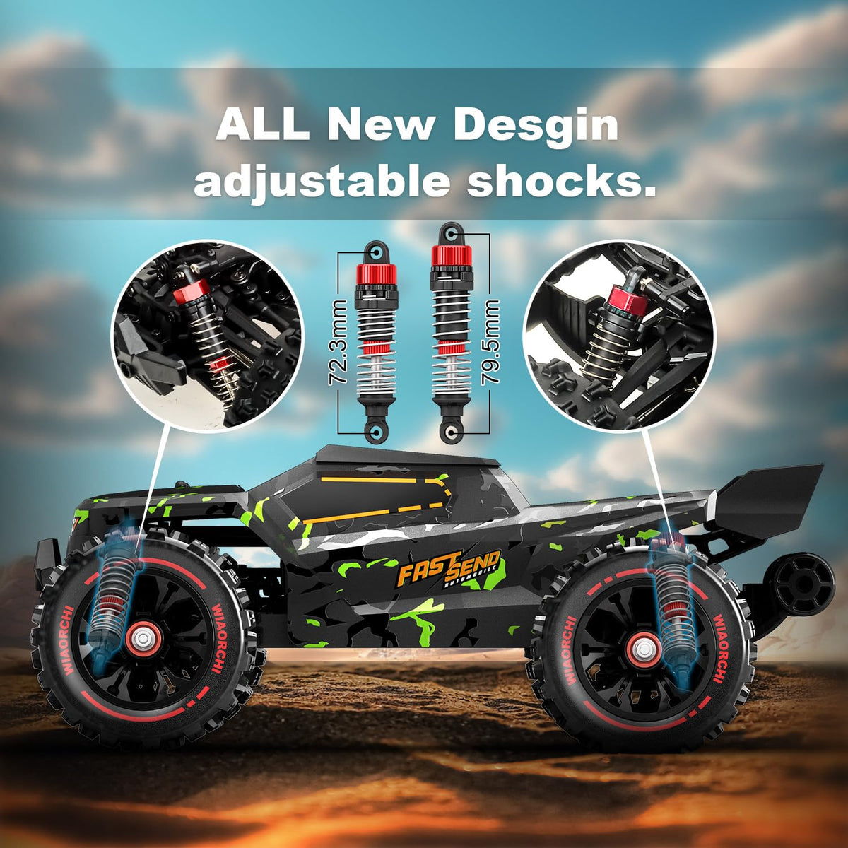 1/16 RTR Brushless Fast RC Cars, 42mph with 2 Batteries