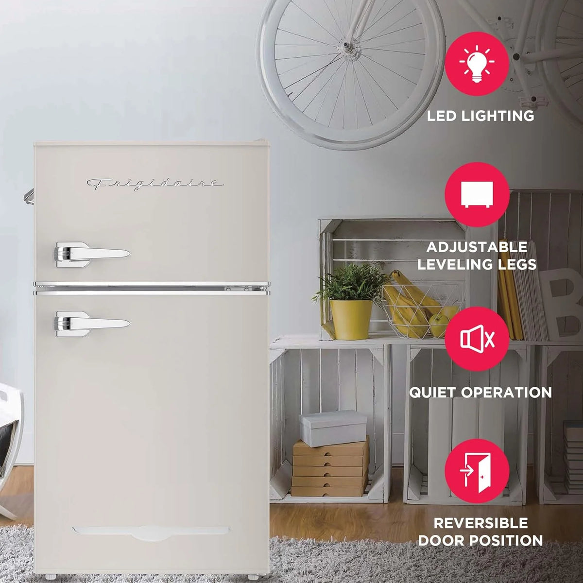 Retro Mini Fridge with Freezer& Side Bottle Opener-Small 2 Door Refrigerator for Office Bar or College Dorm Room-3.1 Cu Ft 19 "D x 20.5" W x 33.5" H