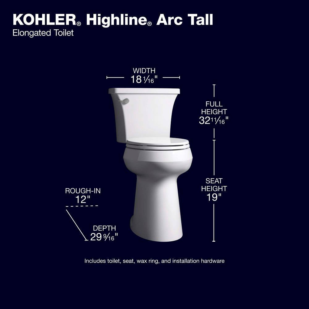 Extra Tall Complete Solution 2-piece 1.28 GPF Single Flush Elongated Toilet in White (Seat Included) 78305-0