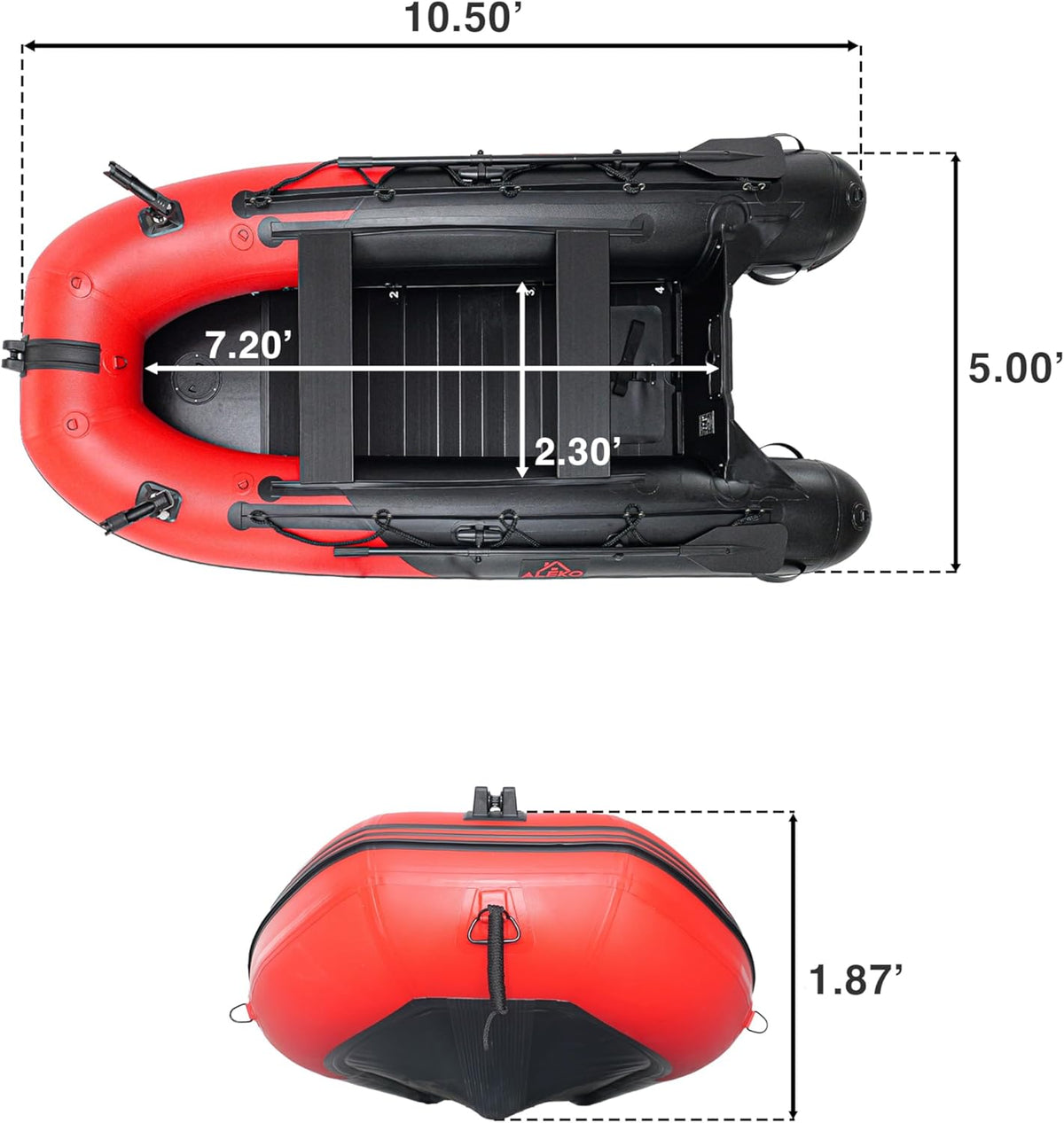 Inflatable Boat| Yacht Dinghy Tender Raft| Multi Person Fishing Boat| Aluminum Floor Oars| Fishing Rod Holders| Heavy-Duty PVC| 2024 Model