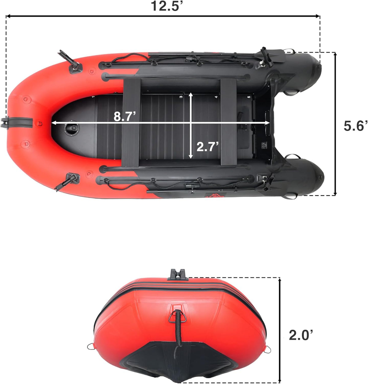 Inflatable Boat| Yacht Dinghy Tender Raft| Multi Person Fishing Boat| Aluminum Floor Oars| Fishing Rod Holders| Heavy-Duty PVC| 2024 Model