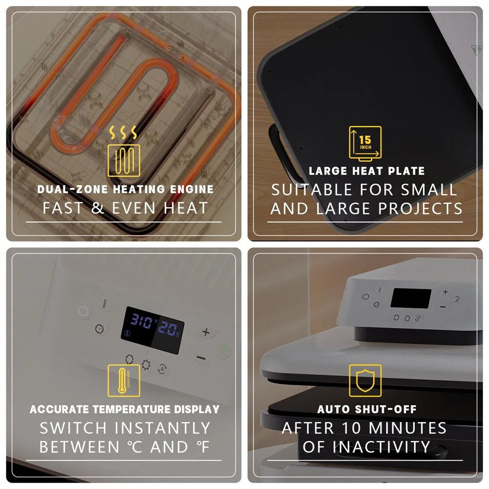 1500W 15"X15" Auto Heat Press Machine for Transfer Vinyl& Sublimation Project