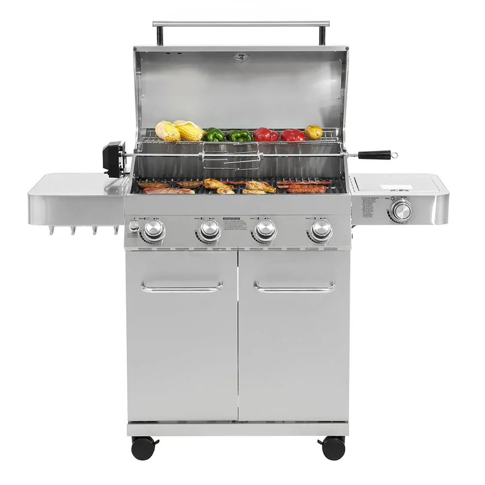 17842 Stainless Steel 4 Burner Propane Gas Grill with Rotisserie