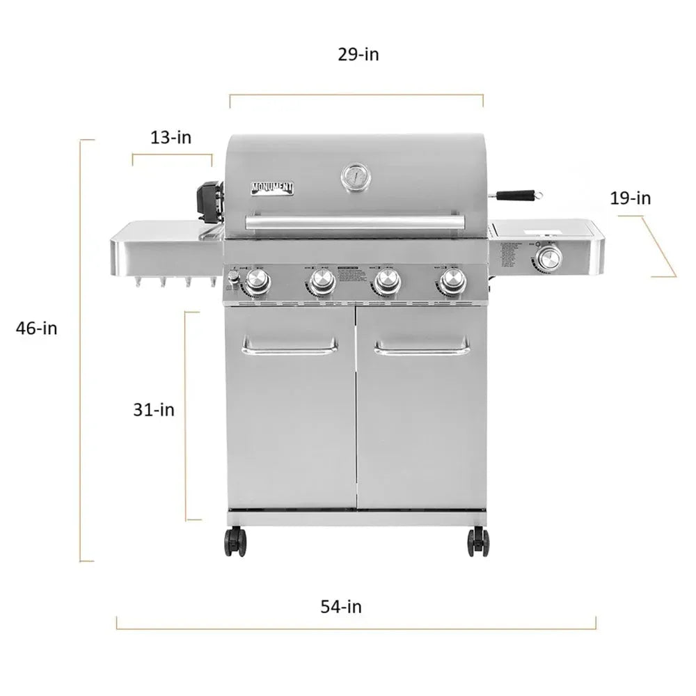 17842 Stainless Steel 4 Burner Propane Gas Grill with Rotisserie