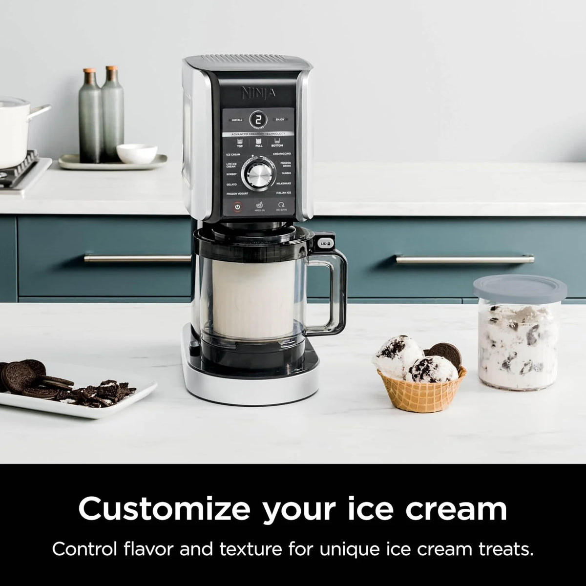 NC301 Ice Cream Maker with 7 One-Touch Programs, 2 Pint Containers and Lids