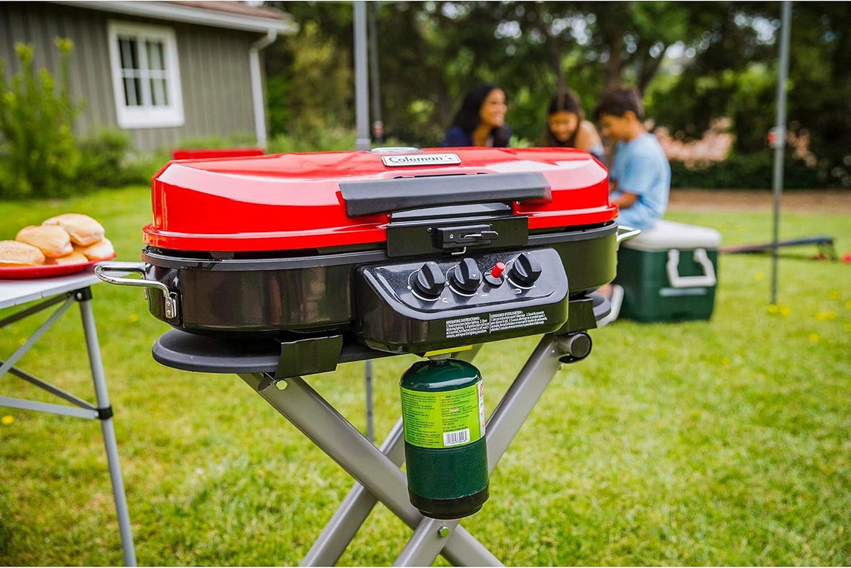 Portable Stand-Up Propane Grill with 3 Adjustable Burners& Instastart Ignition, 20,000 BTUs of Power for Outdoor Cooking