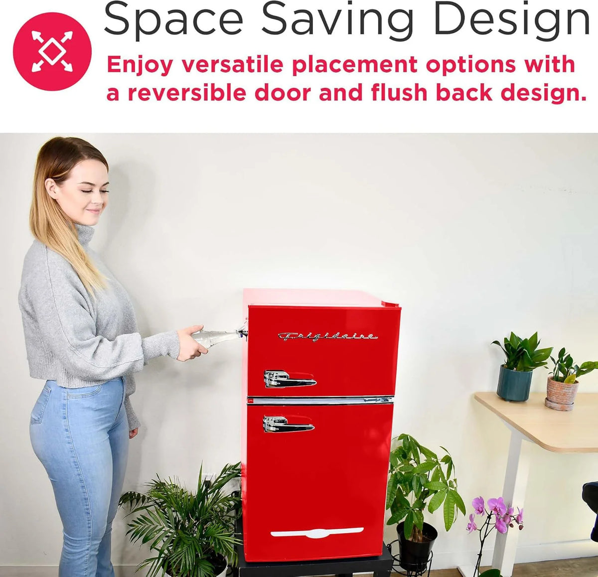 Retro Mini Fridge with Freezer& Side Bottle Opener-Small 2 Door Refrigerator for Office Bar or College Dorm Room-3.1 Cu Ft 19 "D x 20.5" W x 33.5" H