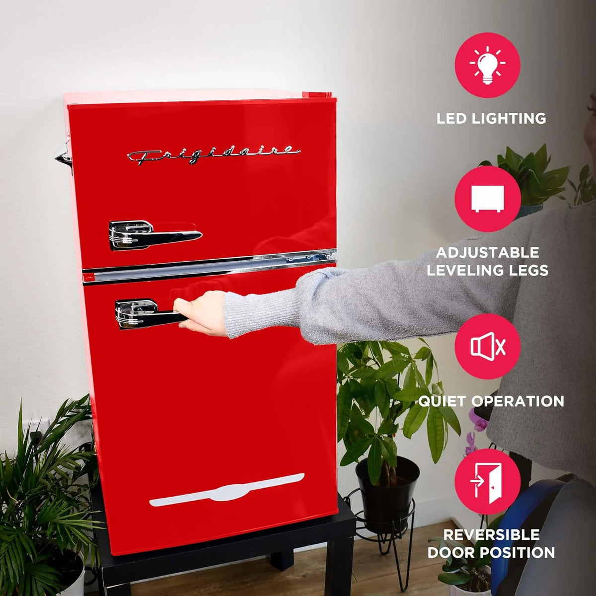 Retro Mini Fridge with Freezer& Side Bottle Opener-Small 2 Door Refrigerator for Office Bar or College Dorm Room-3.1 Cu Ft 19 "D x 20.5" W x 33.5" H