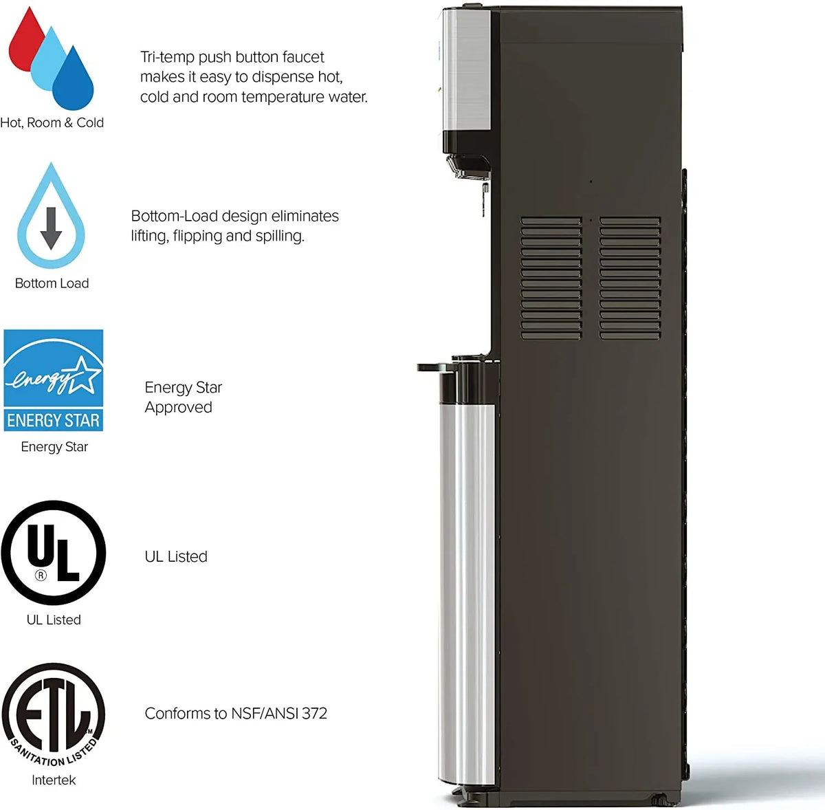Self Cleaning Bottom Loading Water Cooler Water Dispenser- 3 Temperature Settings