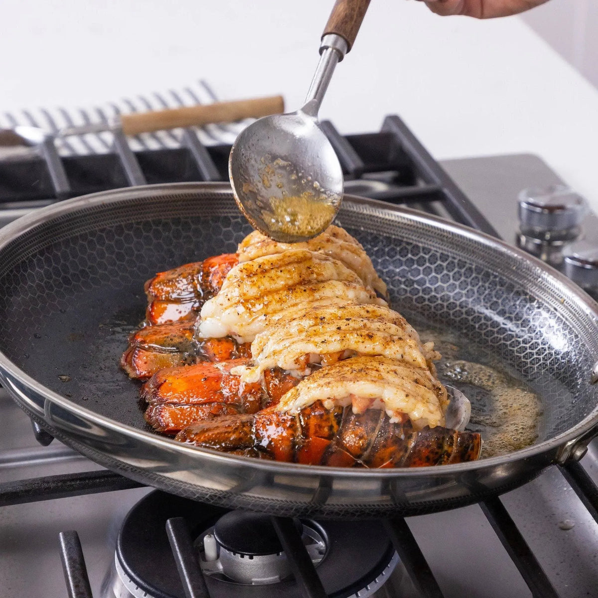 6-Piece Hybrid Stainless Steel Cookware Pan Set with Glass Lids