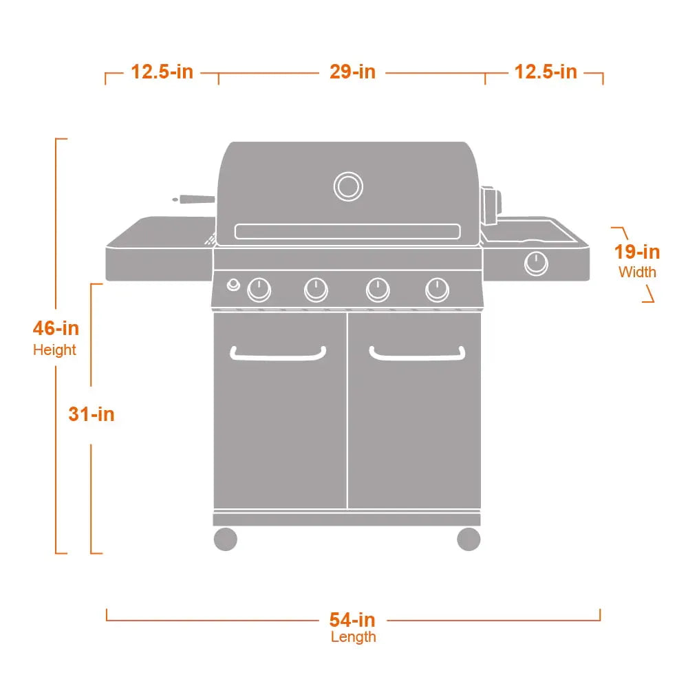 17842 Stainless Steel 4 Burner Propane Gas Grill with Rotisserie Configuration B