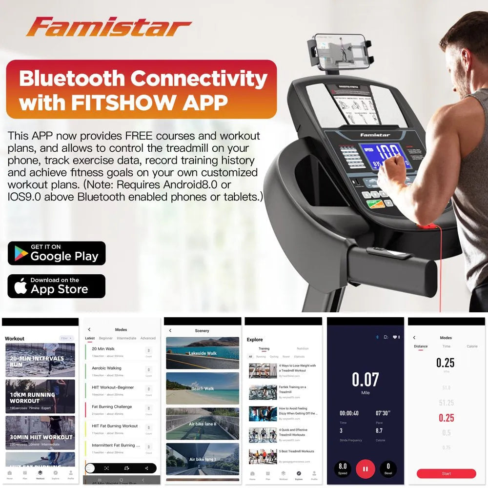 Folding Treadmill for Home with 15 Levels Auto Incline, 300LB Capcity, 10MPH Fast Speed Controls