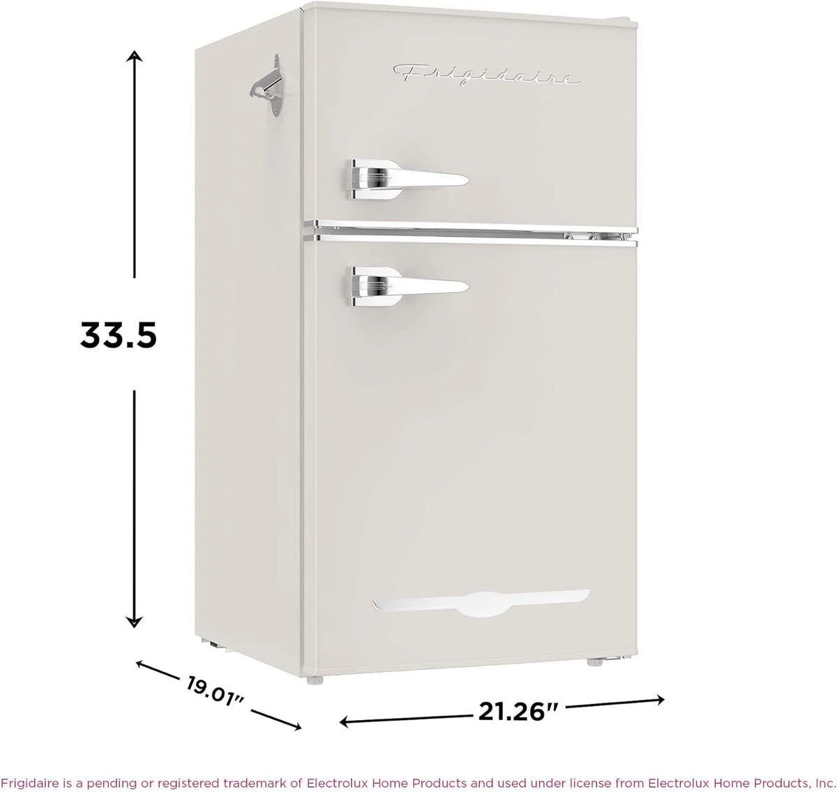 Retro Mini Fridge with Freezer& Side Bottle Opener-Small 2 Door Refrigerator for Office Bar or College Dorm Room-3.1 Cu Ft 19 "D x 20.5" W x 33.5" H
