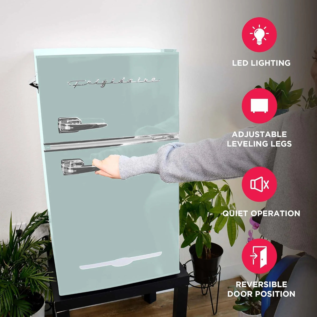 Retro Mini Fridge with Freezer& Side Bottle Opener-Small 2 Door Refrigerator for Office Bar or College Dorm Room-3.1 Cu Ft 19 "D x 20.5" W x 33.5" H