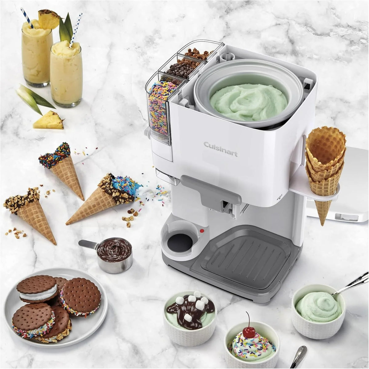 Soft Serve Ice Cream Machine- Mix It In Ice Cream Maker for Frozen Yogurt, Sorbet, Gelato, Drinks 1.5 Quart, White, ICE-48