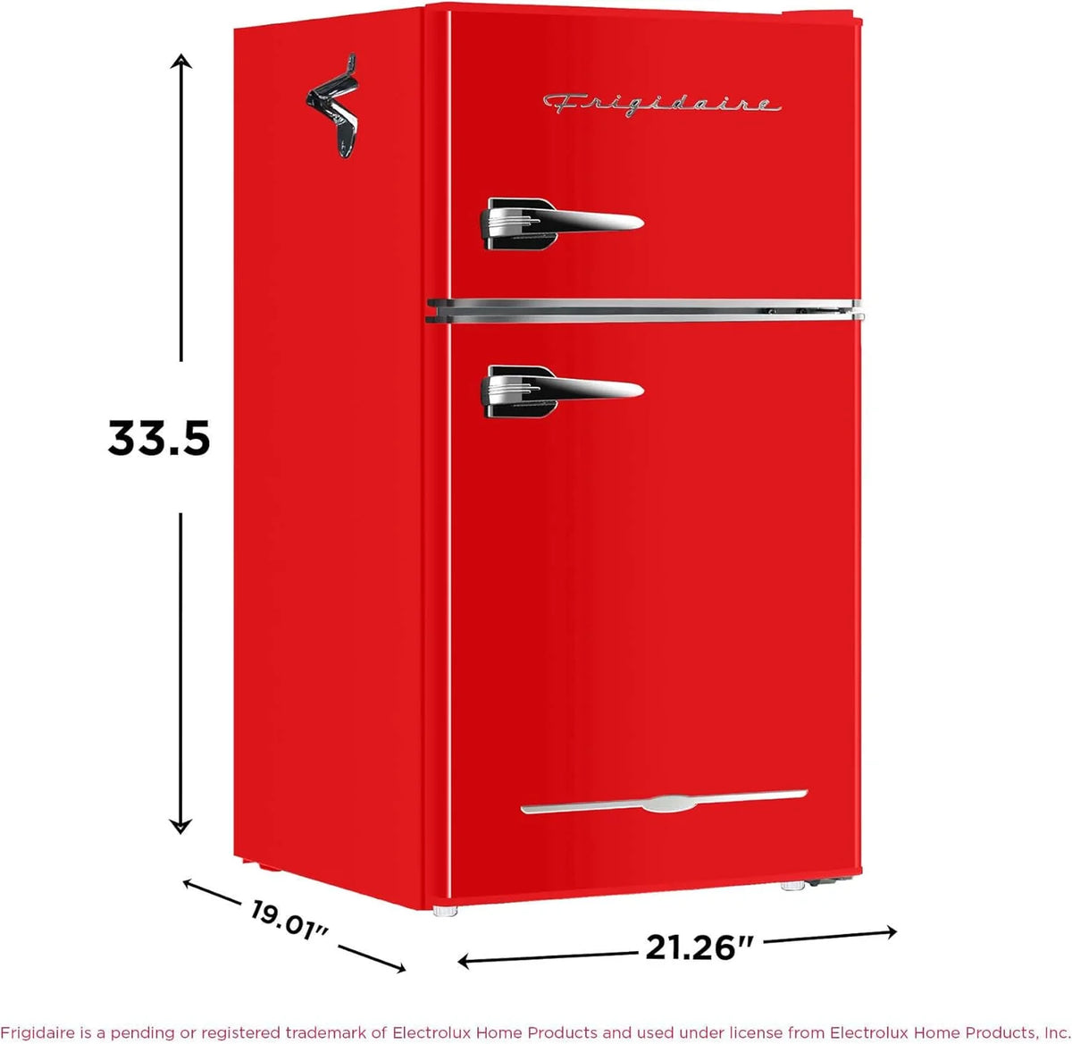 Retro Mini Fridge with Freezer& Side Bottle Opener-Small 2 Door Refrigerator for Office Bar or College Dorm Room-3.1 Cu Ft 19 "D x 20.5" W x 33.5" H